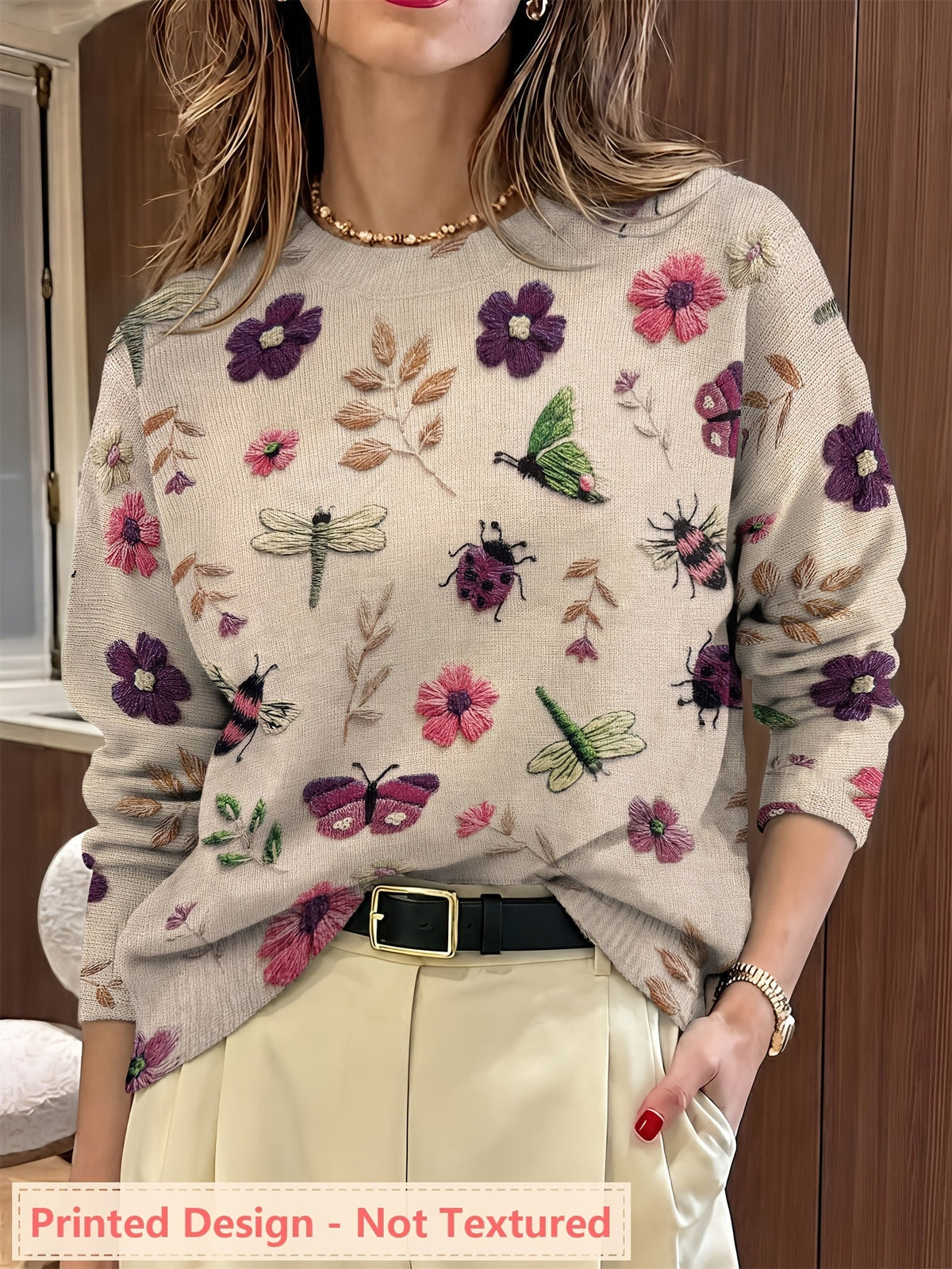 Helvano | Strickpullover mit Blumenprint für Damen