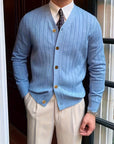 Helvano | Gerippte Strickjacke mit Knöpfen für Herren