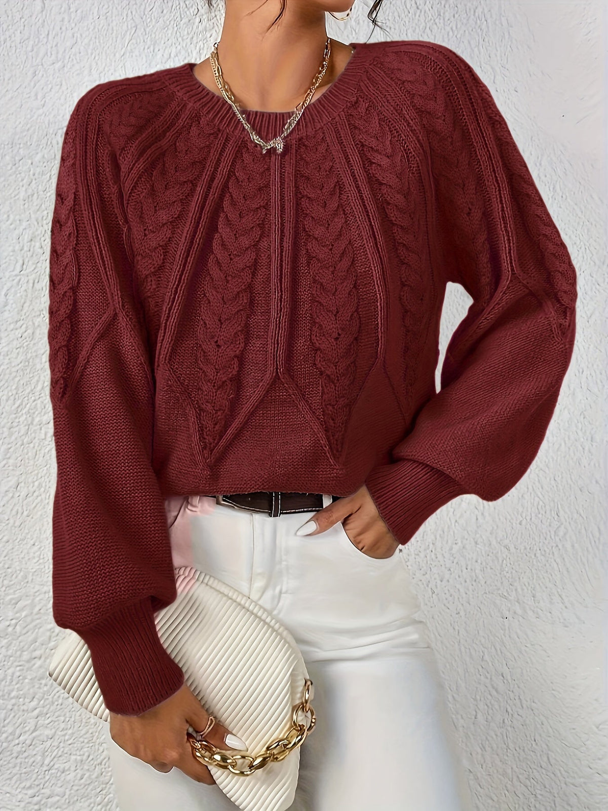 Helvano | Lockerer Zopfstrickpullover für Damen
