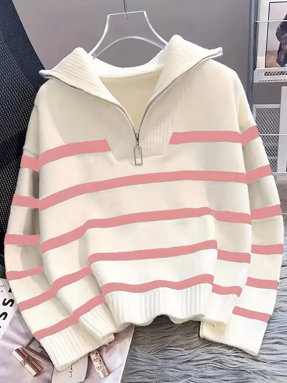 Helvano | Gestreifter Troyer-Pullover für Damen