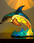 Helvano | Buntglas-Tischlampe im Tierdesign