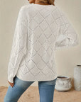Helvano | Lochstrick-Pullover mit V-Ausschnitt für Damen