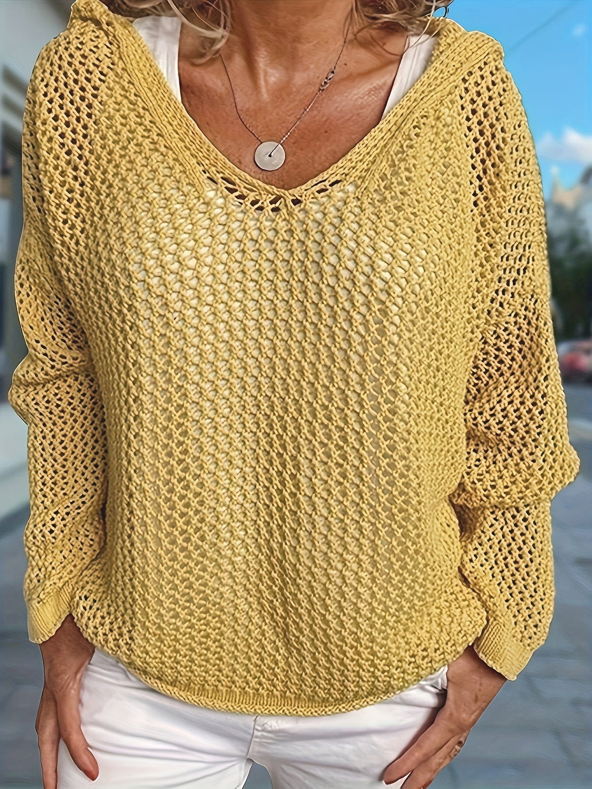 Helvano | Lockerer Strickpullover mit Kapuze