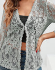 Helvano | Damen Strickjacke mit Blumen-Lochmuster
