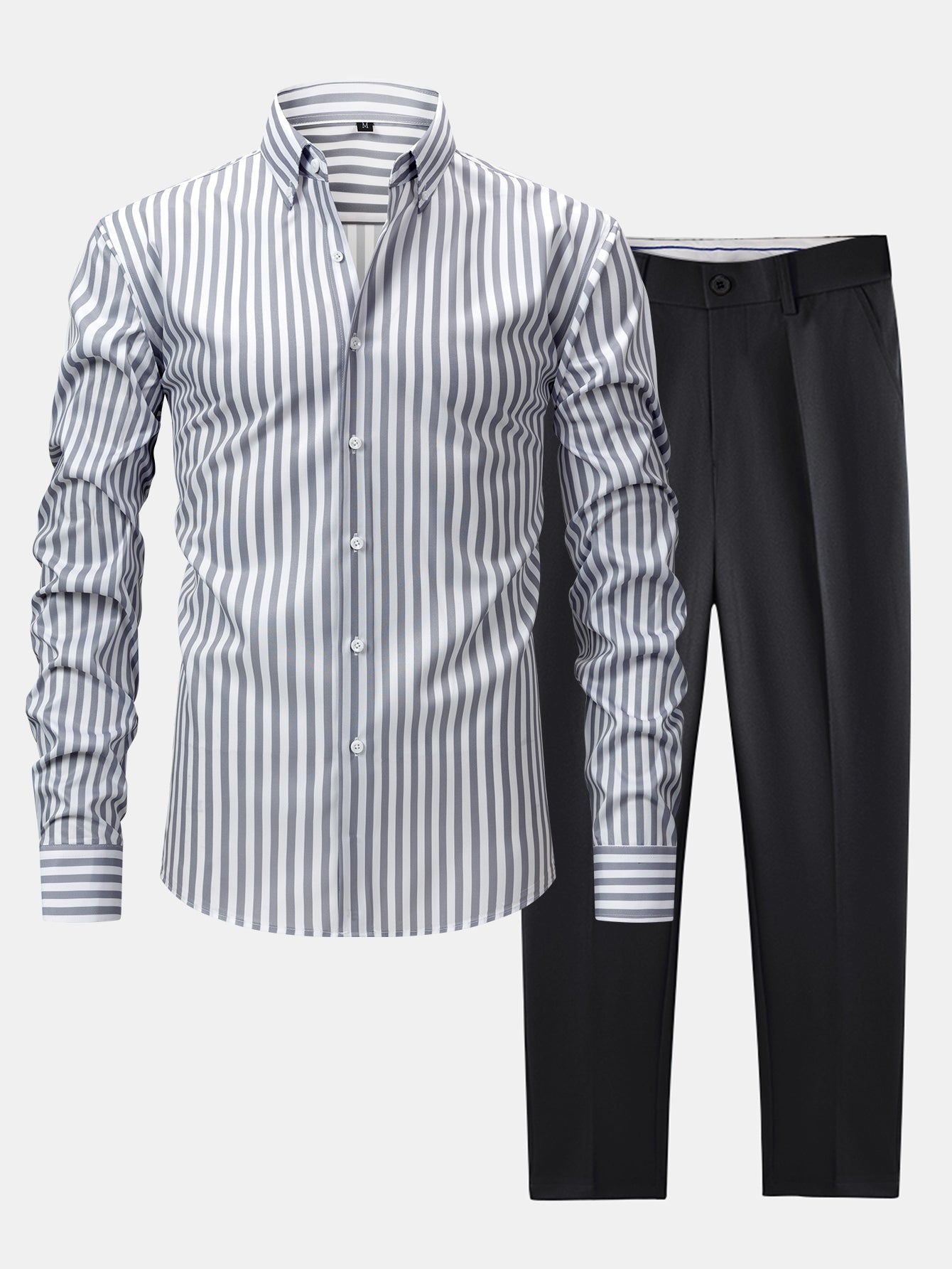 Helvano | Herren-Set gestreiftes Hemd &amp; Slim-Fit Hose