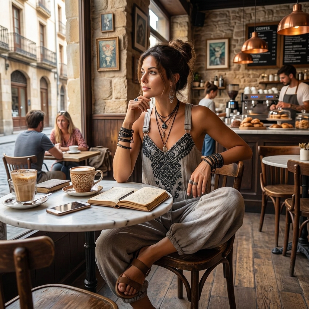 Helvano | Bestickter Boho-Jumpsuit für Damen