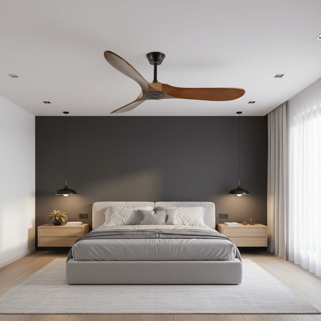 Helvano | Deckenventilator mit Licht und Fernbedienung in Schwarz