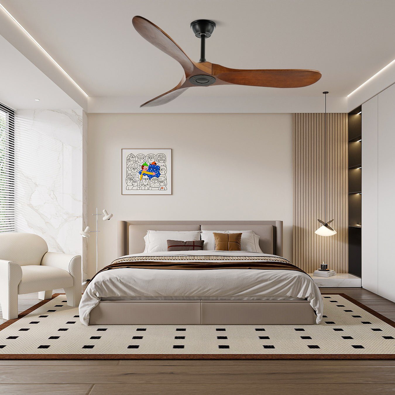 Helvano | Deckenventilator mit Licht und Fernbedienung in Schwarz