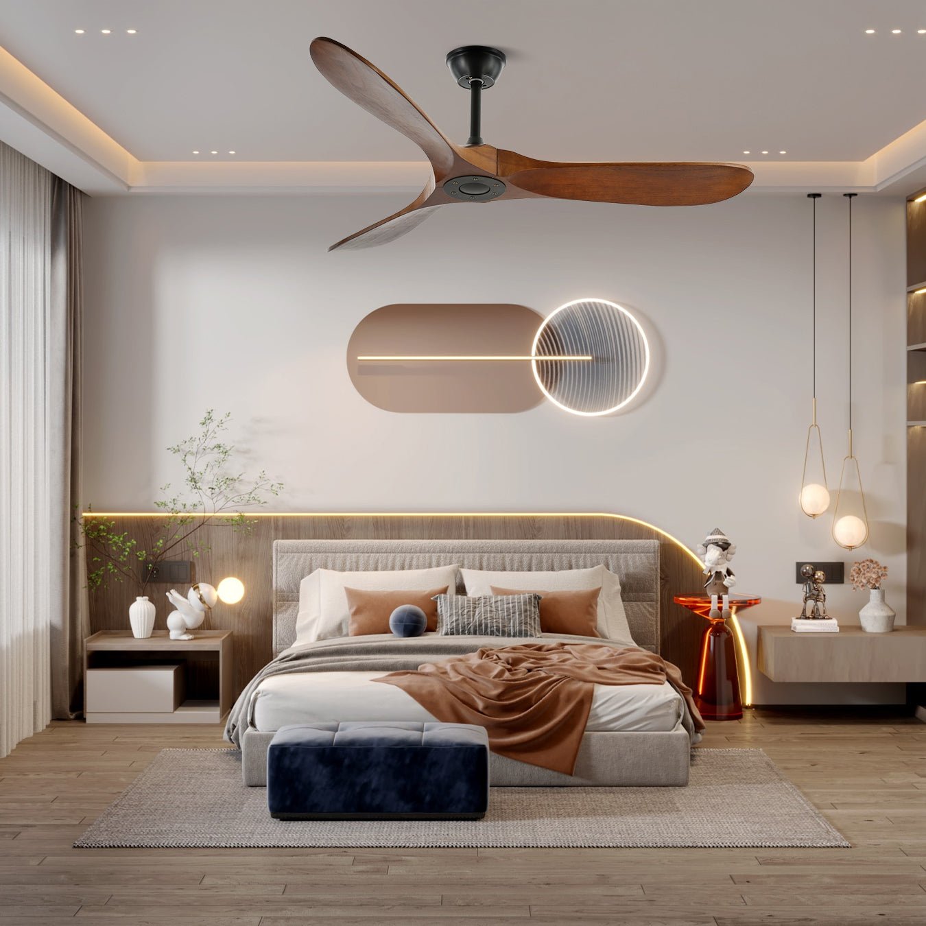 Helvano | Deckenventilator mit Licht und Fernbedienung in Schwarz