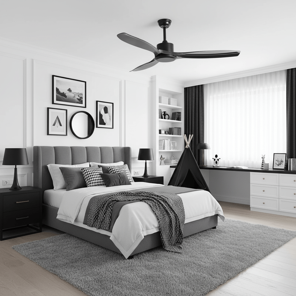 Helvano | Deckenventilator mit Fernbedienung &amp; Holzoptik