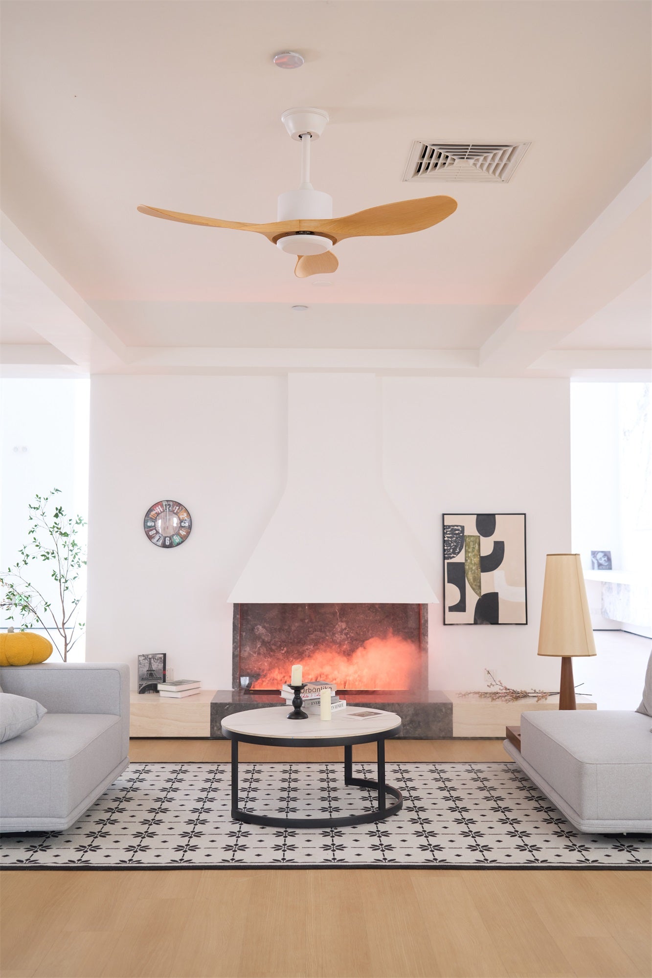 Helvano | Deckenventilator mit Fernbedienung &amp; Holzoptik