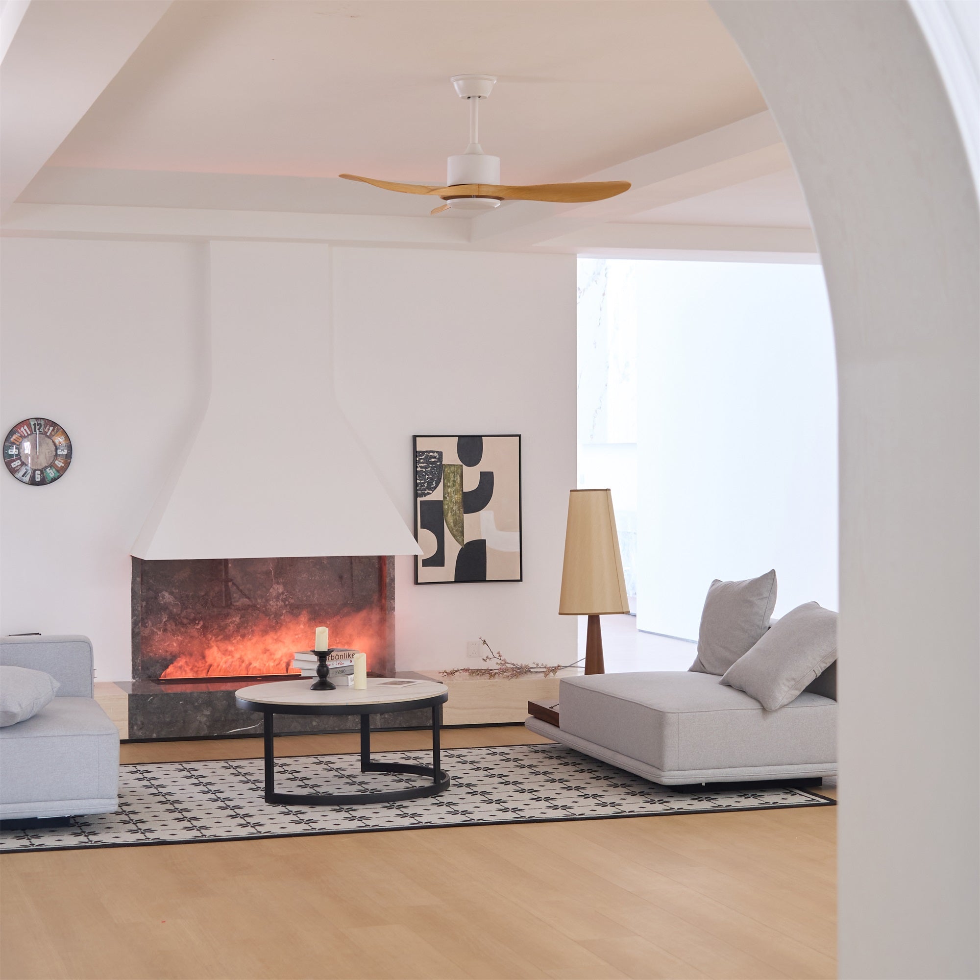 Helvano | Deckenventilator mit Fernbedienung &amp; Holzoptik
