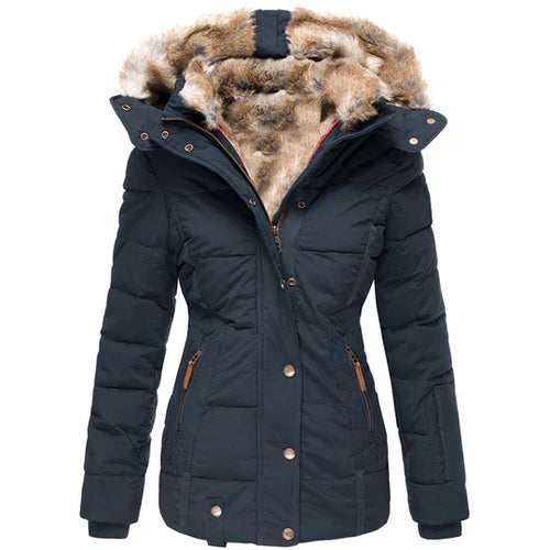 Helvano | Warme Winterjacke mit Fellkapuze für Damen