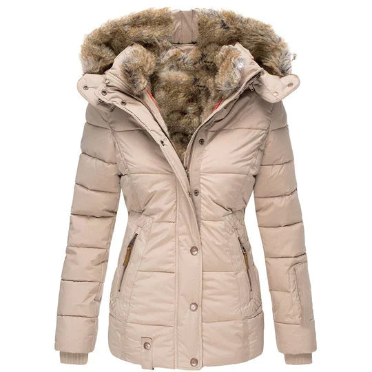 Helvano | Warme Winterjacke mit Fellkapuze für Damen