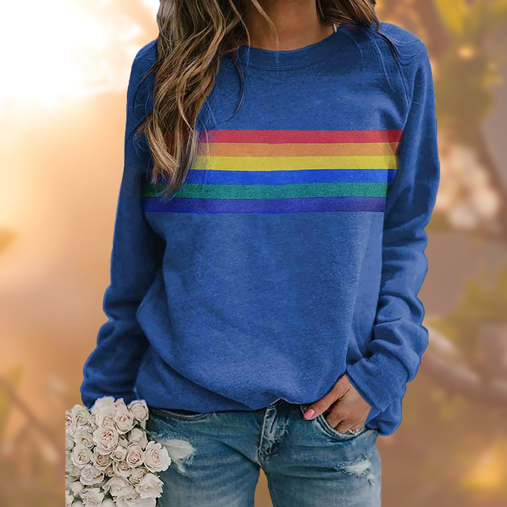 Helvano | Weicher Pullover mit Regenbogenmuster für Damen