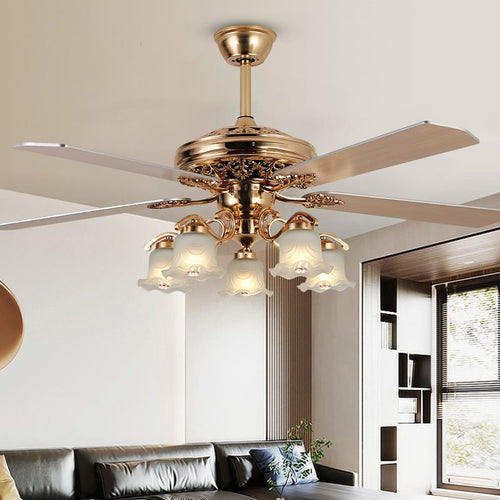 Helvano | Deckenventilator mit Licht im Landhausstil, 5-flammig