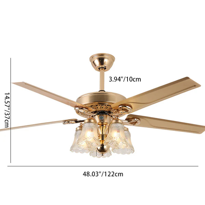 Helvano | Deckenventilator mit Licht im Landhausstil, 5-flammig