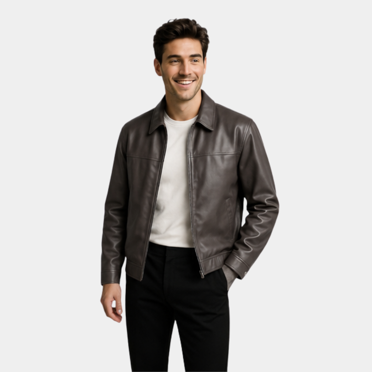 Helvano | Strukturierte Kunstlederjacke für Herren