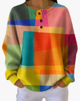 Helvano | Bedruckter Damen-Pullover mit Knöpfen
