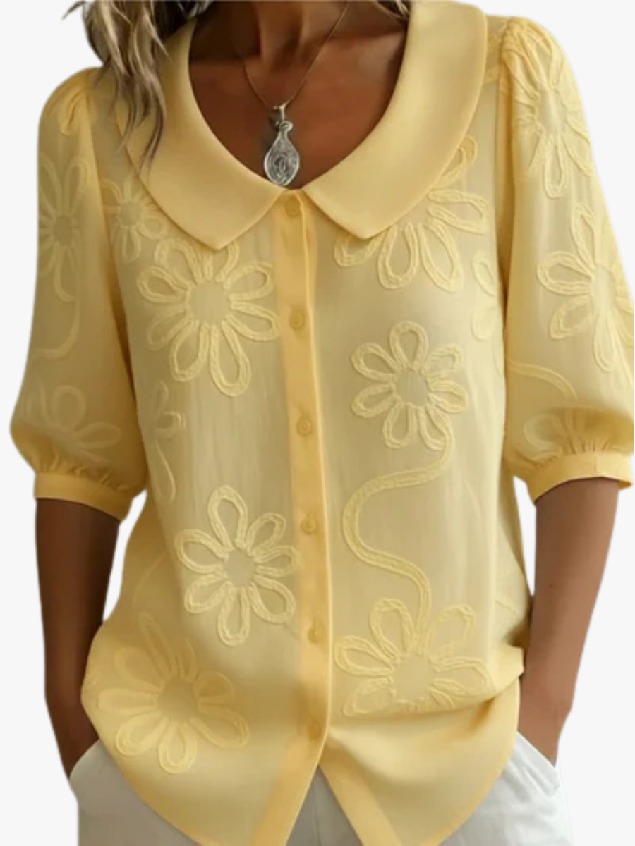 Helvano | Blumenbluse mit Rundhals für Damen
