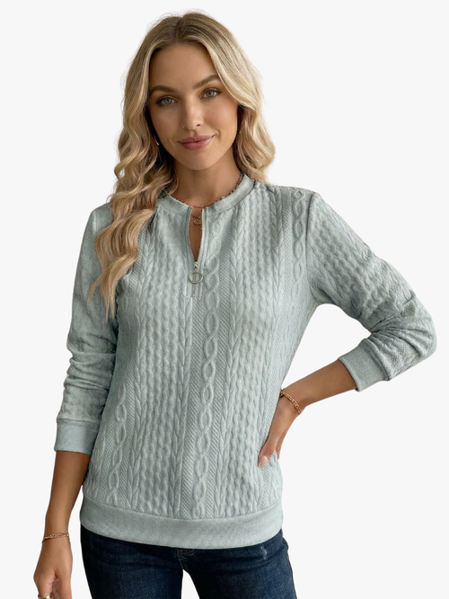 Helvano | Strukturierte Zip-Sweatjacke für Damen