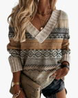 Helvano | Damen Strickpullover im Patchwork-Look in Oliv