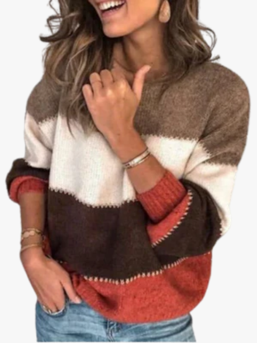 Helvano | Gestreifter Patchwork-Pullover für Damen