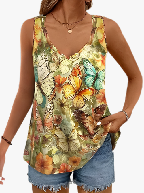 Helvano | Damen-Top mit Schmetterling-Print