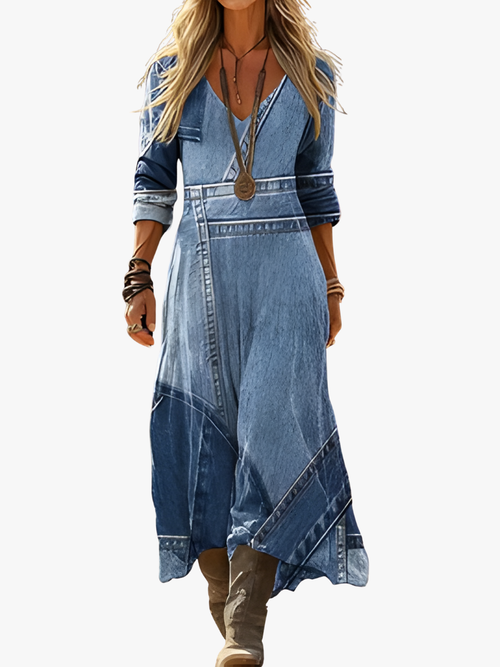 Helvano | Langarm-Kleid für Damen in Blau