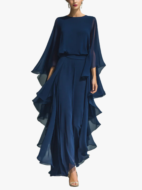 Helvano | Zweiteiler aus Chiffon für Damen in Marineblau