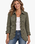 Helvano | Bestickte Damenjacke mit Volants in Oliv