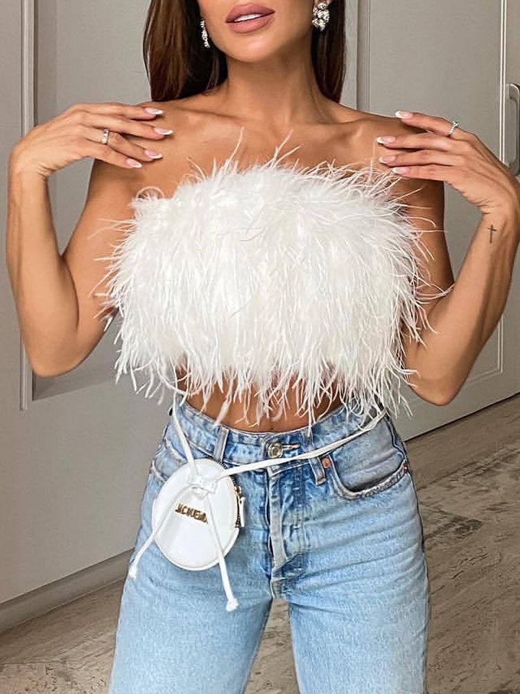 Helvano | Bandeau-Top mit Federn für Damen