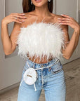 Helvano | Bandeau-Top mit Federn für Damen