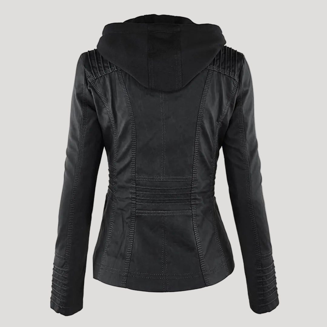 Helvano | Damen Kunstlederjacke mit Kapuze