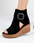 Helvano | Damen Keil-Stiefeletten mit offener Zehe