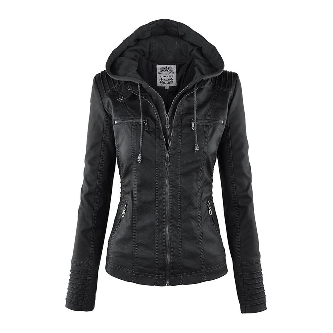 Helvano | Damen Kunstlederjacke mit Kapuze