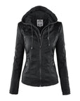 Helvano | Damen Kunstlederjacke mit Kapuze