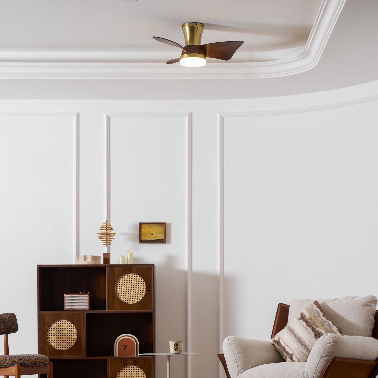 Helvano | Deckenventilator mit Licht und Holzflügeln