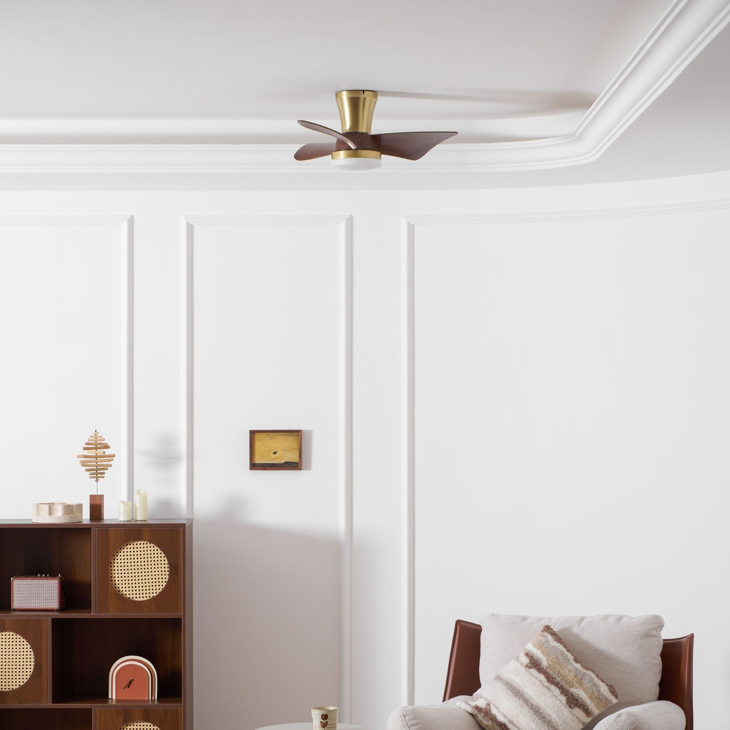 Helvano | Deckenventilator mit Licht und Holzflügeln