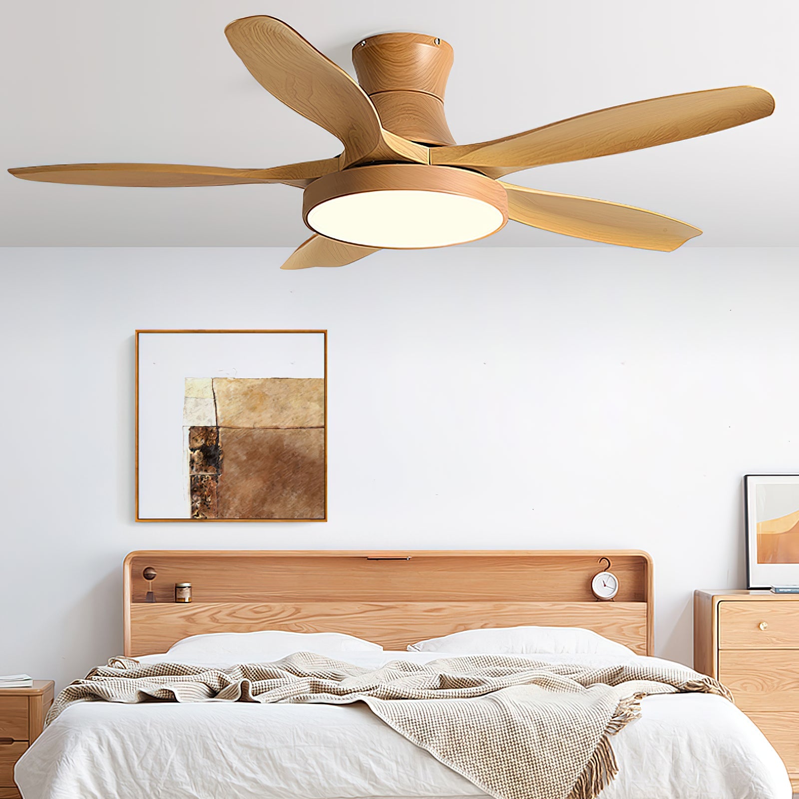 Helvano | Deckenventilator mit Licht in Holzoptik