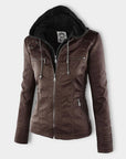 Helvano | Damen Kunstlederjacke mit Kapuze