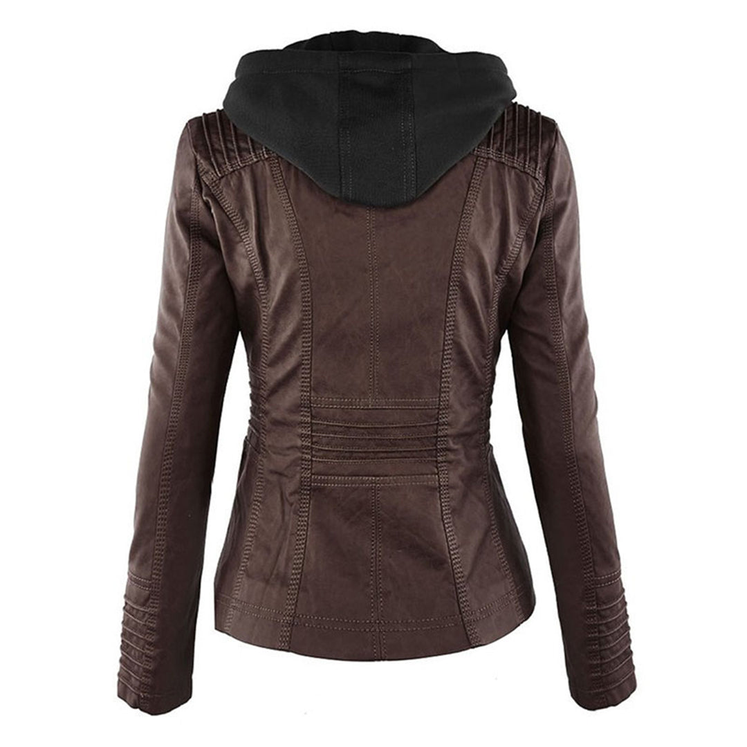 Helvano | Damen Kunstlederjacke mit Kapuze