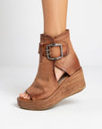 Helvano | Damen Keil-Stiefeletten mit offener Zehe