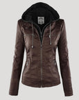 Helvano | Damen Kunstlederjacke mit Kapuze