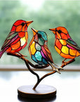 Helvano | Vogel-Fensterdeko aus Buntglas