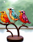 Helvano | Vogel-Fensterdeko aus Buntglas