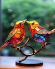 Helvano | Vogel-Fensterdeko aus Buntglas