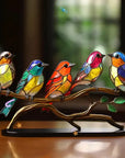 Helvano | Vogel-Fensterdeko aus Buntglas