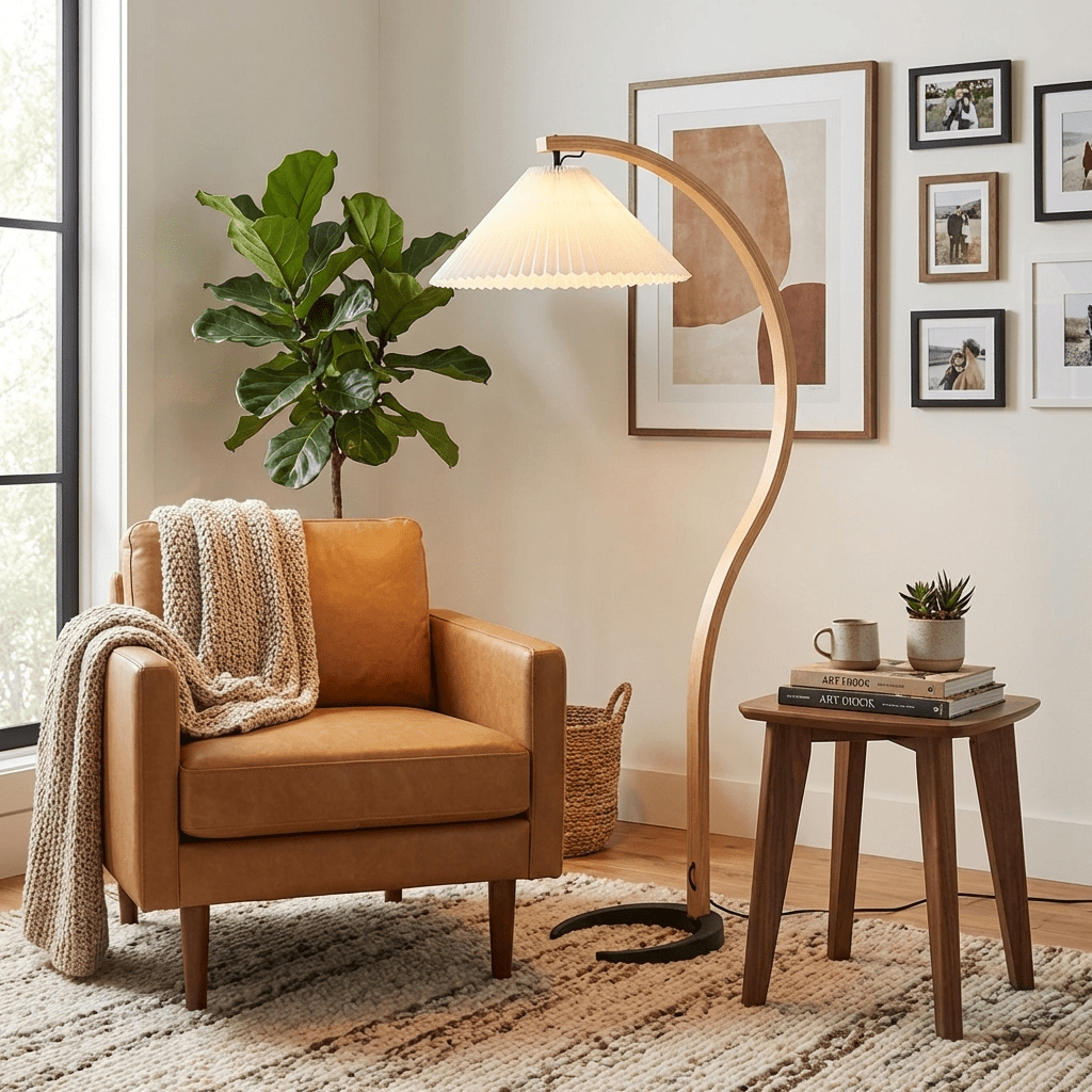 Helvano | Stehlampe aus Buchenholz im Scandi-Stil