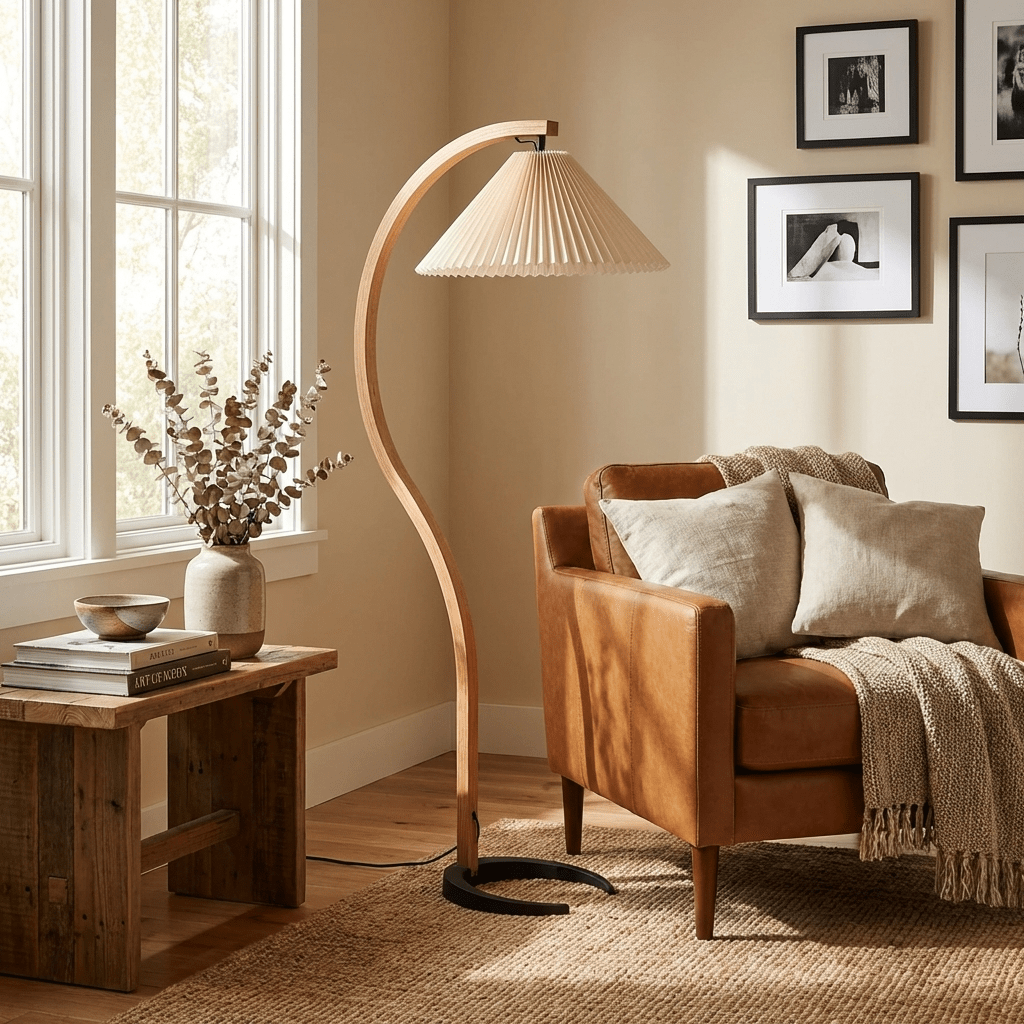 Helvano | Stehlampe aus Buchenholz im Scandi-Stil